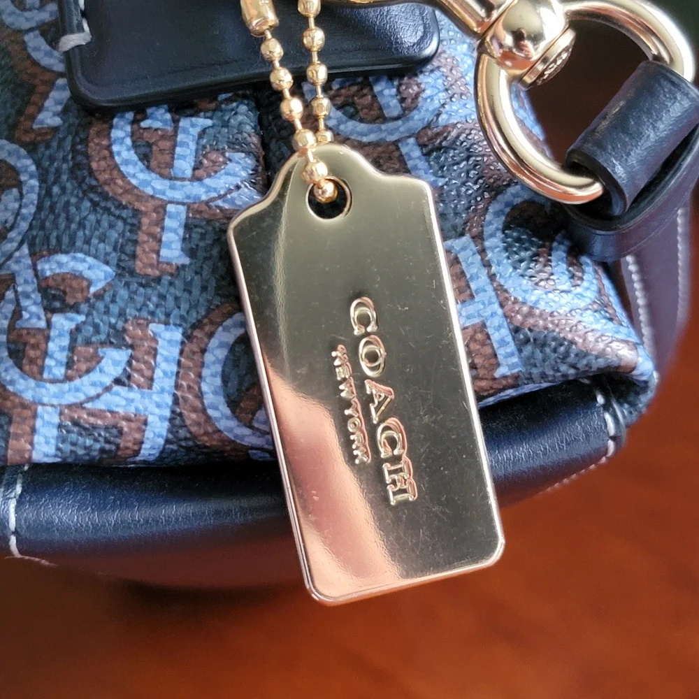 Coach CF343 Madi Dome Monogram Blue Coated Canvas Crossbody Bag